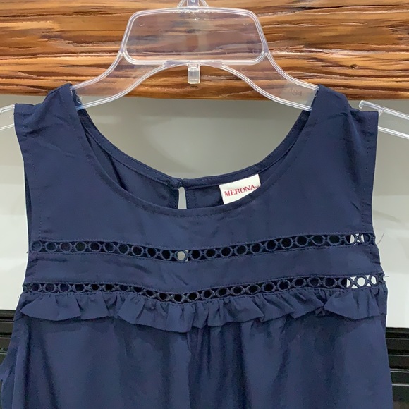 {Merona}Sz M Navy Blue Sleeveless Top - Picture 2 of 6